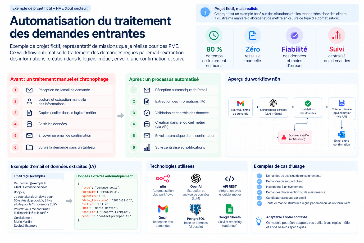 Illustration : Automatisation du traitement des demandes entrantes par e-mail